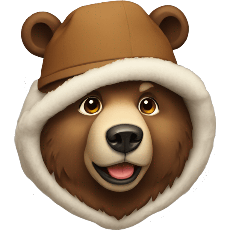 bear in a Russian hat with earflaps emoji