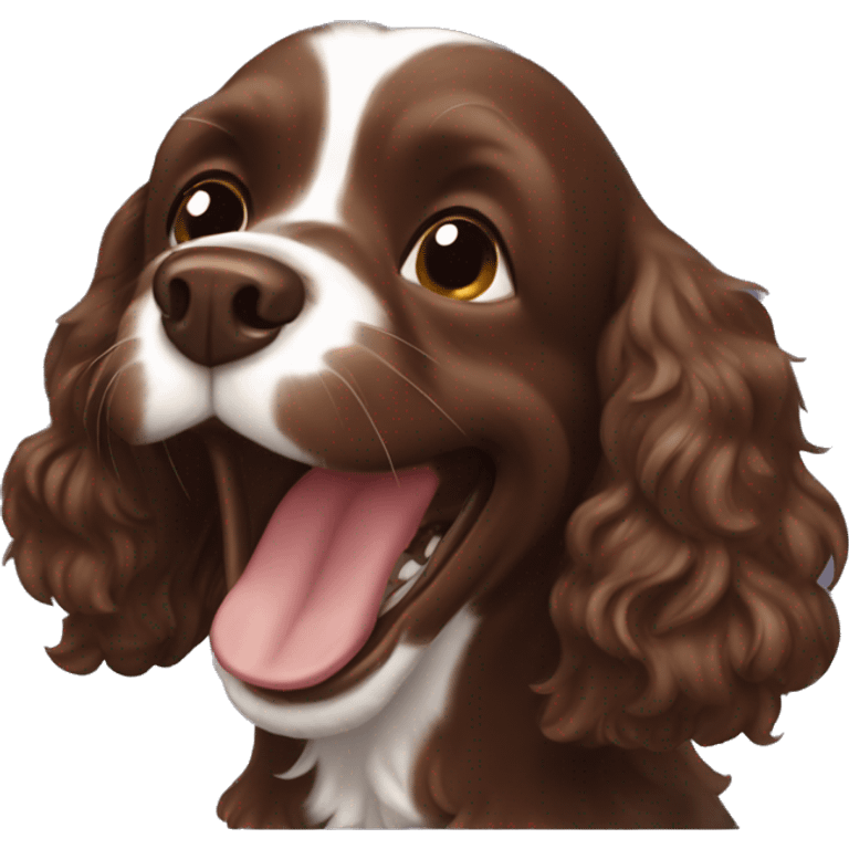 Chocolate brown cocker spaniel laughing emoji