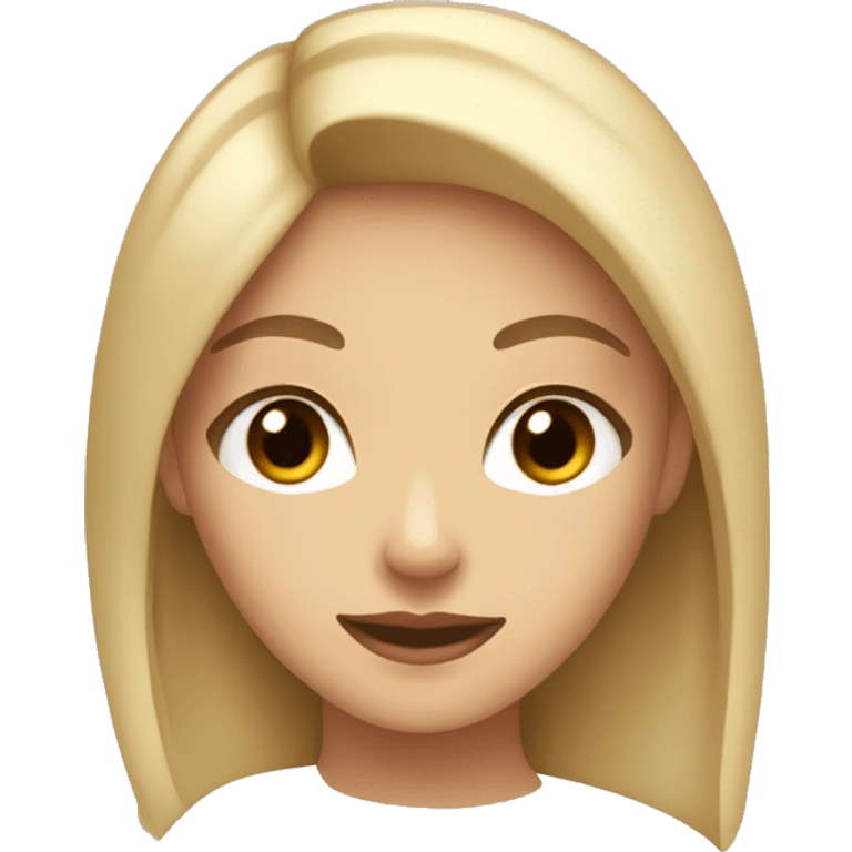 girl with blonde hair and brown eyes wearing a beige low cut shirt emoji