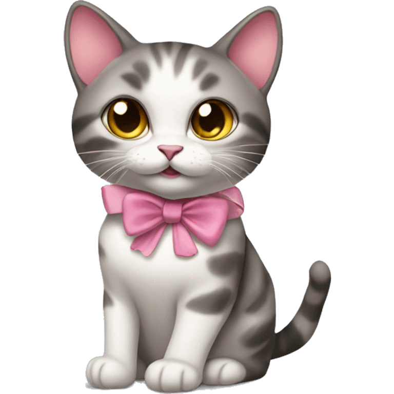 Coquette cat with bow  emoji