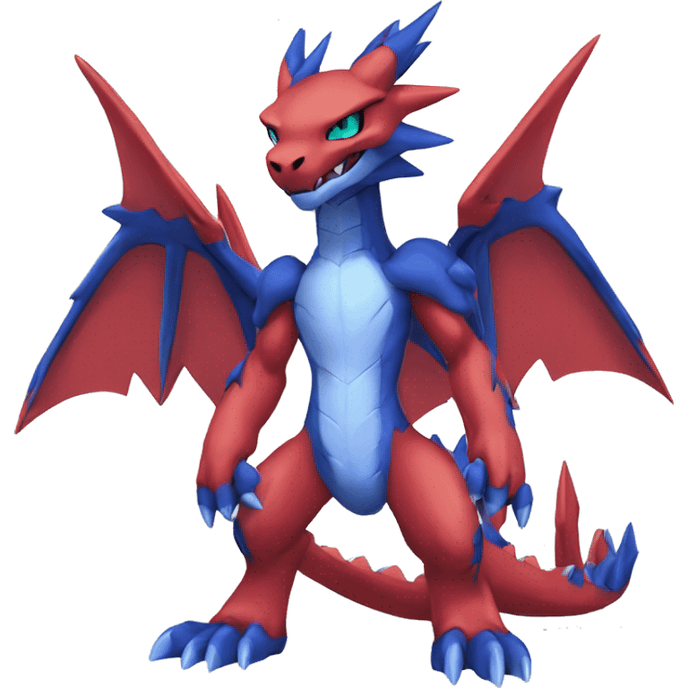  Cool Edgy Red Blue Digimon-Fakemon-Guilmon-Dragon full body emoji