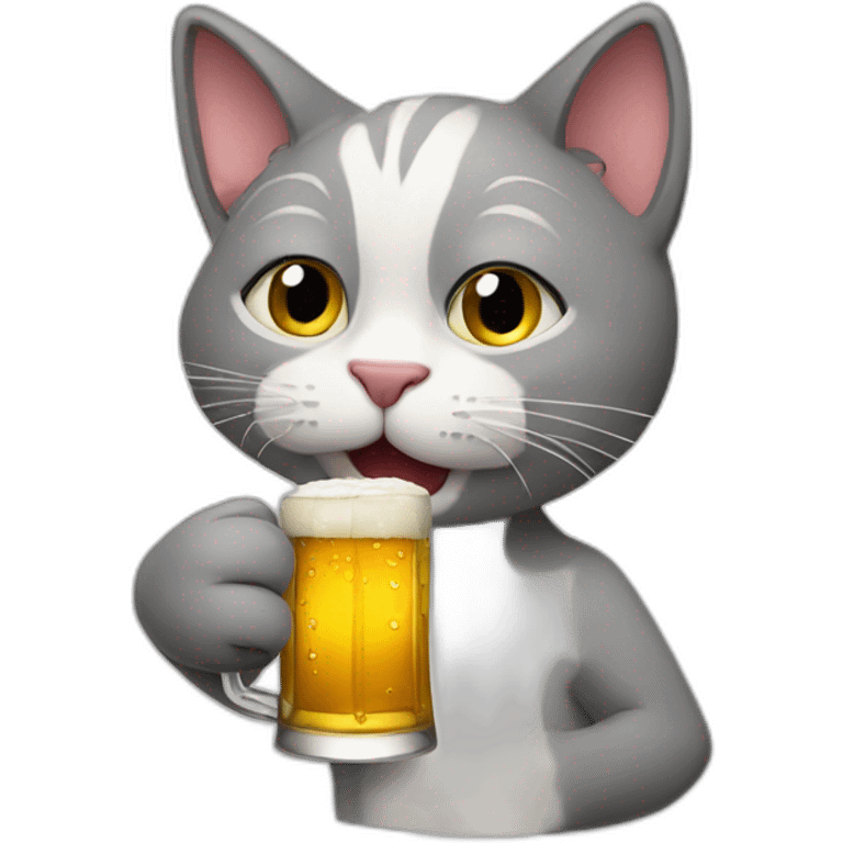 drunk cat drinking a beer he's holding in his paw emoji