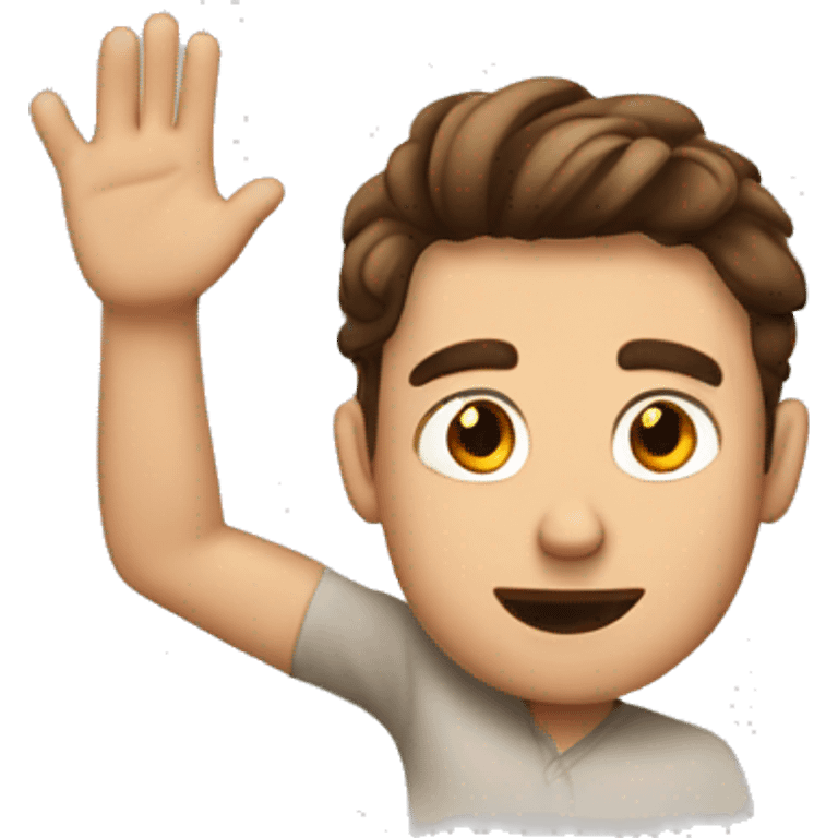 A brown haired man with a had about to pat his head  emoji