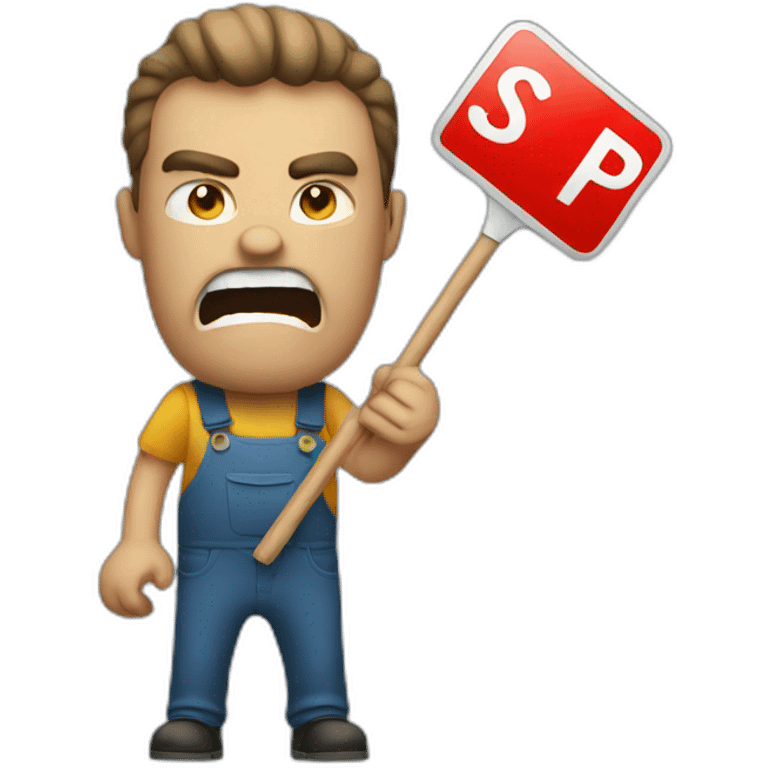 ANGRY MAN HOLDING A STOPSIGN emoji