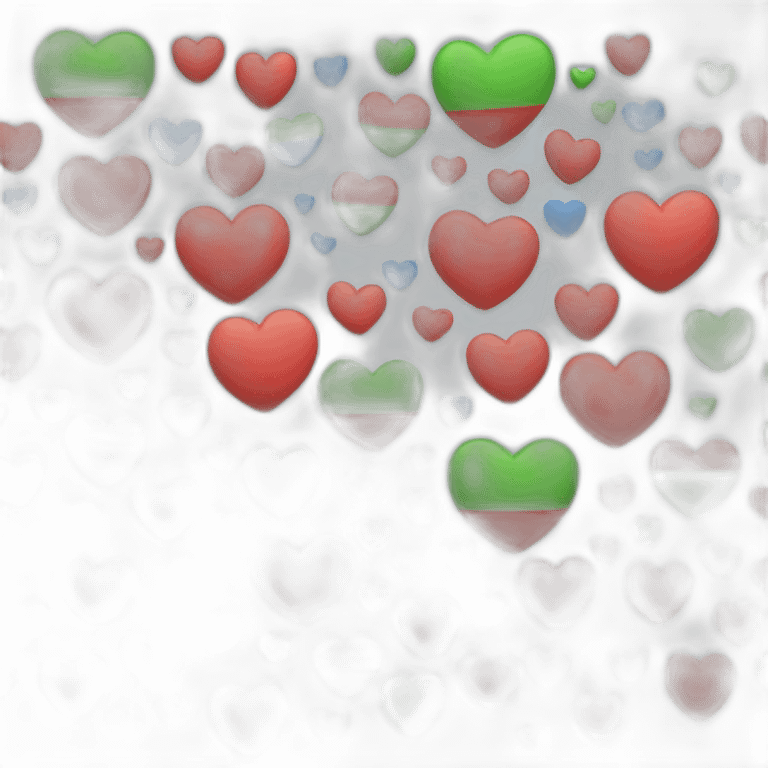 ios heart with blue red and green stripe emoji