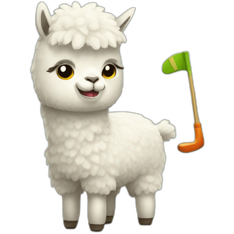 Alpaca playing golf club emoji