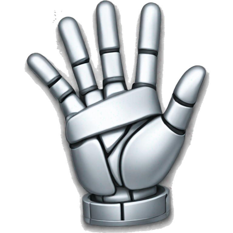 silver robotic peace sign hand emoji