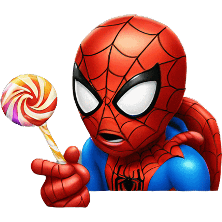 Spiderman with a candy  emoji