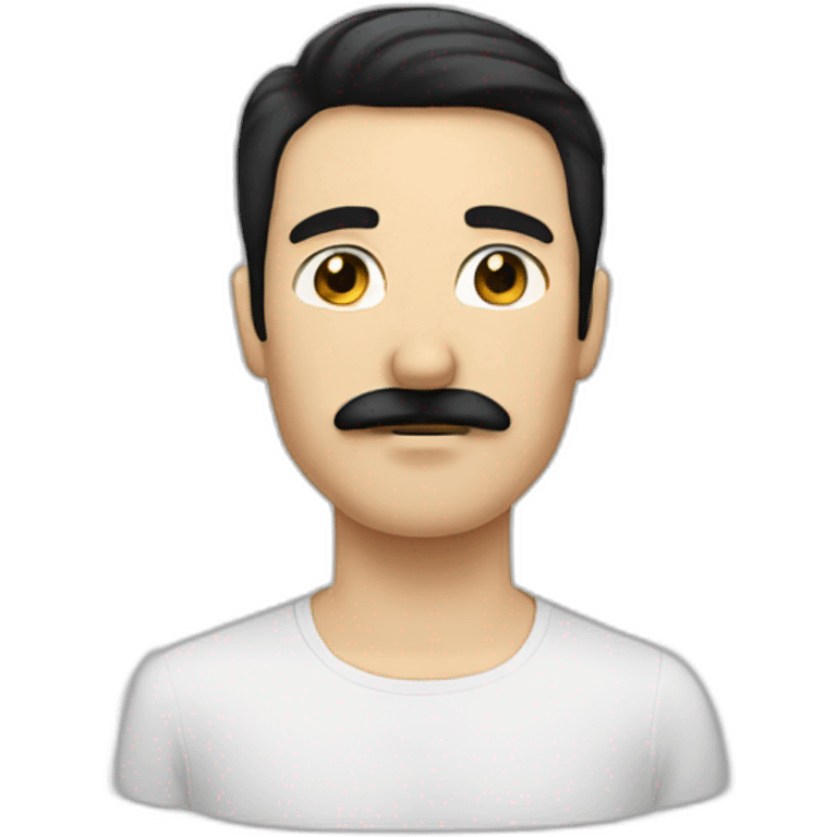 white man with moustache and black hair emoji