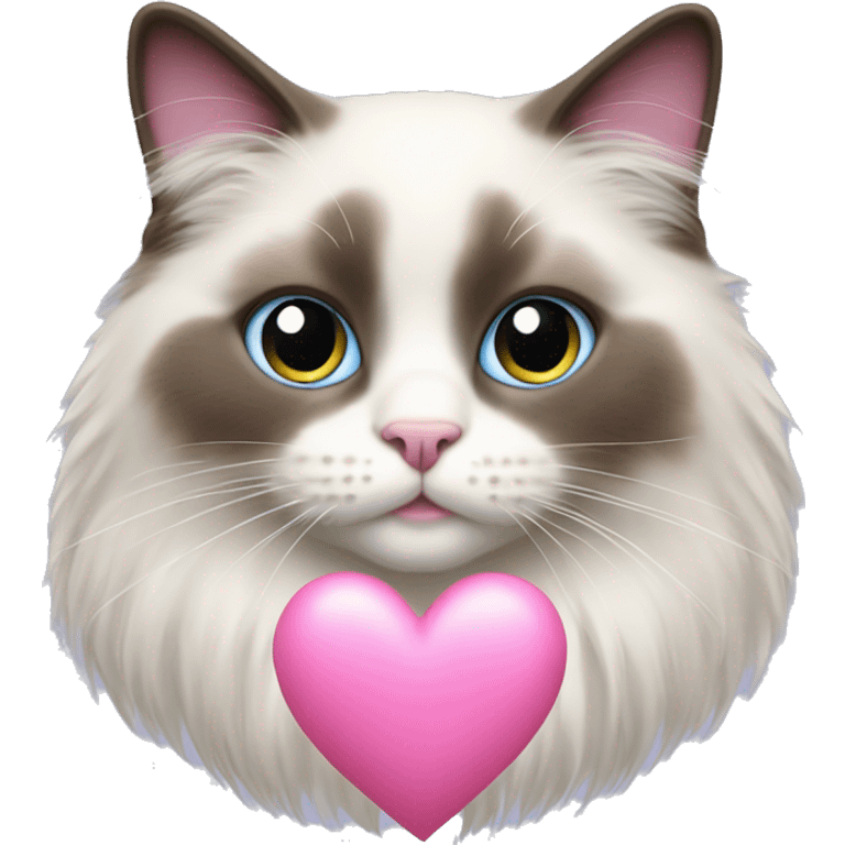 Ragdoll cat with pink heart emoji