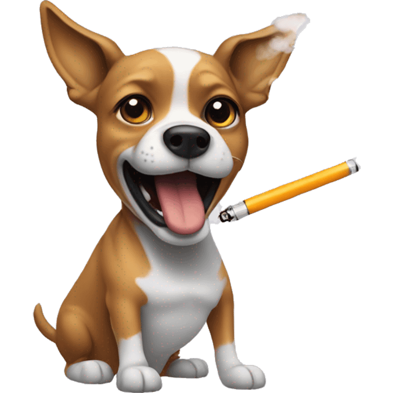 Dog hitting a vape emoji