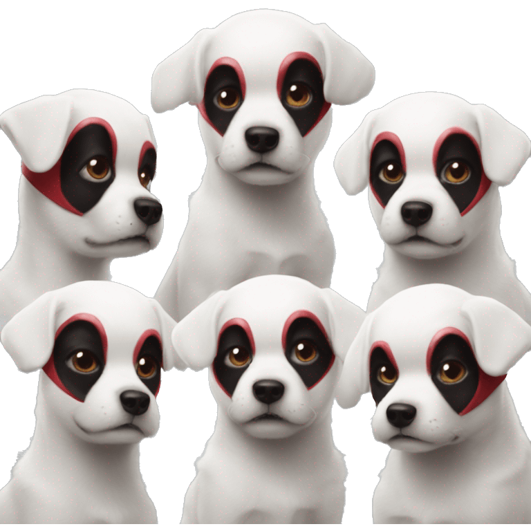 White dog Mitosis in Deadpool suit emoji