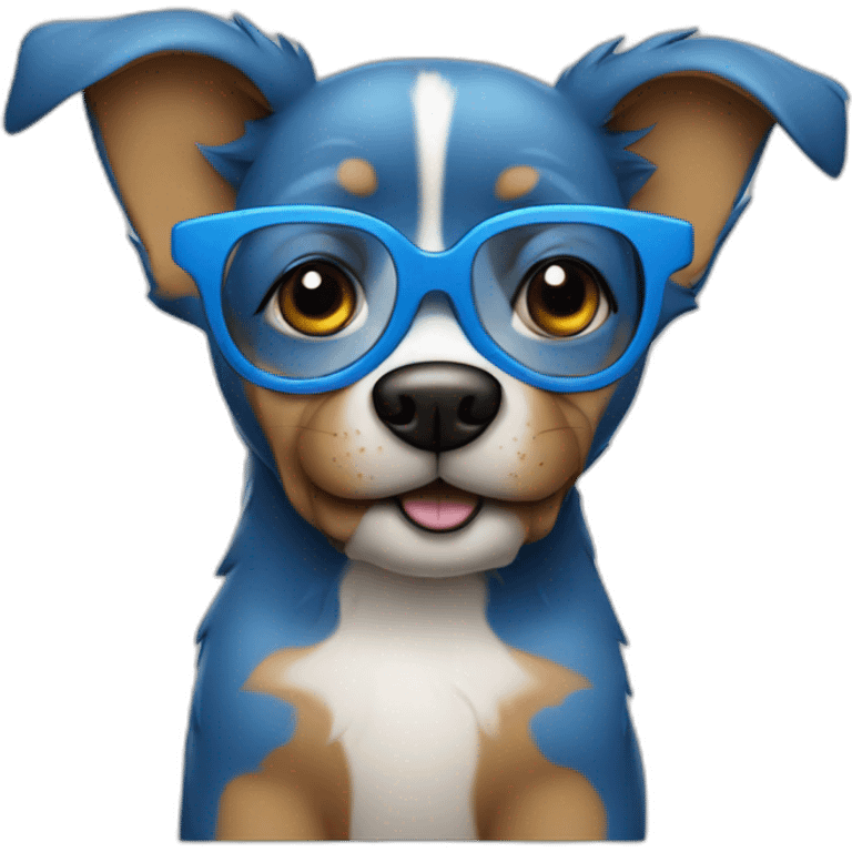 Blue Dog with glasses emoji