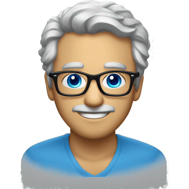 Un maestro con los ojos azules y gafas y con pelo canoso emoji