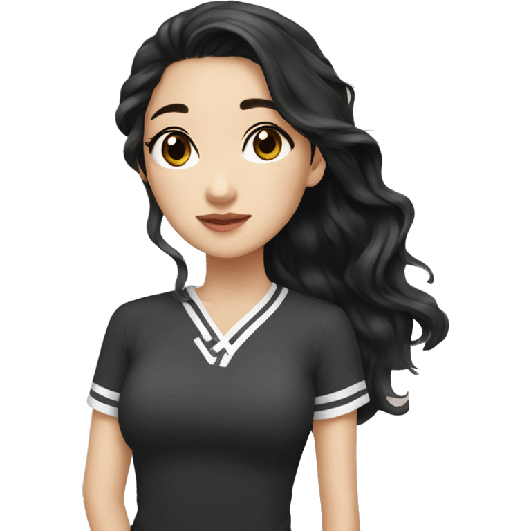 Beautiful girl,Black hair,wavy hair，long hair,Black eyes,Chinese emoji