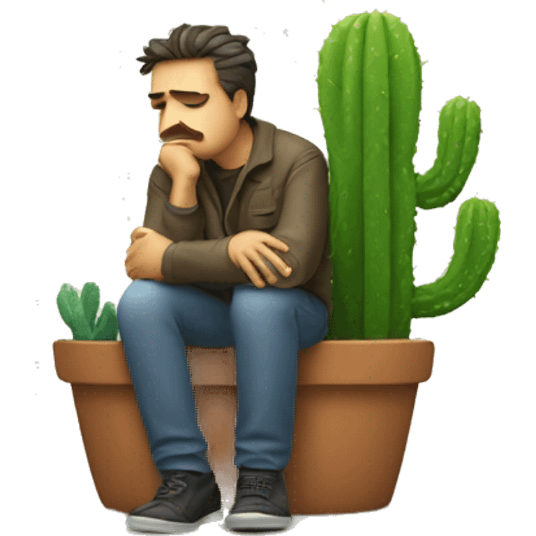 sad man sitting on little cactus emoji