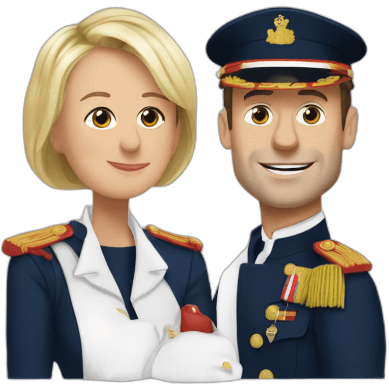 Marine lepen avec Emmanuel Macron emoji