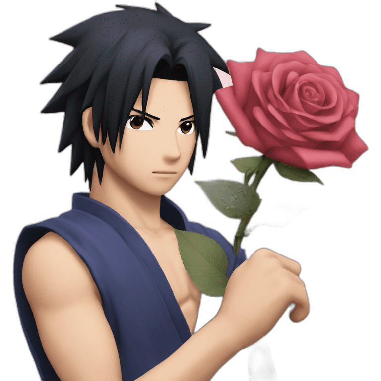 Sasuke qui offre une rose emoji