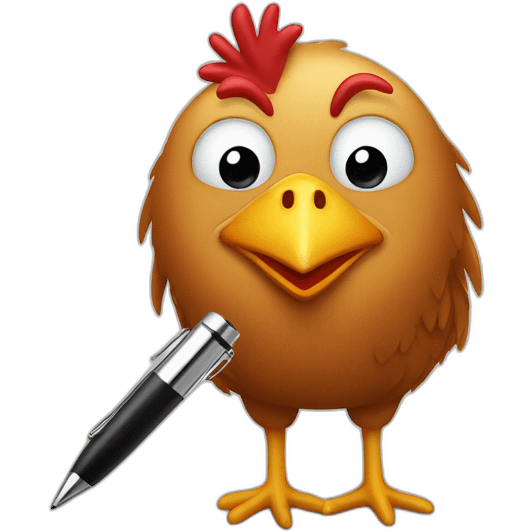 chicken with pen emoji