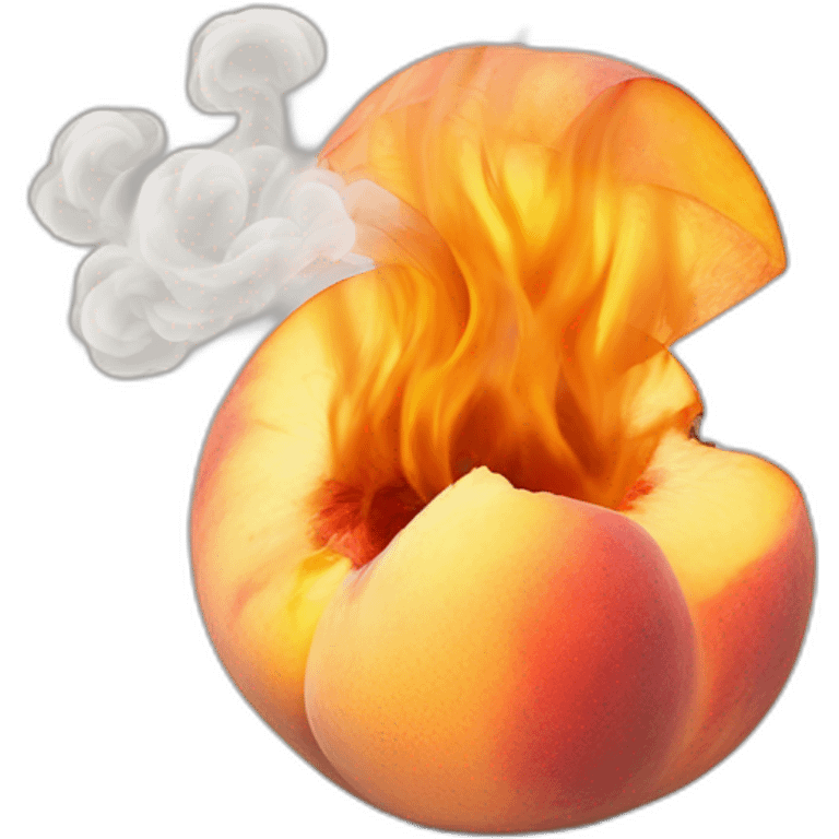 smoke erupting from a peach emoji