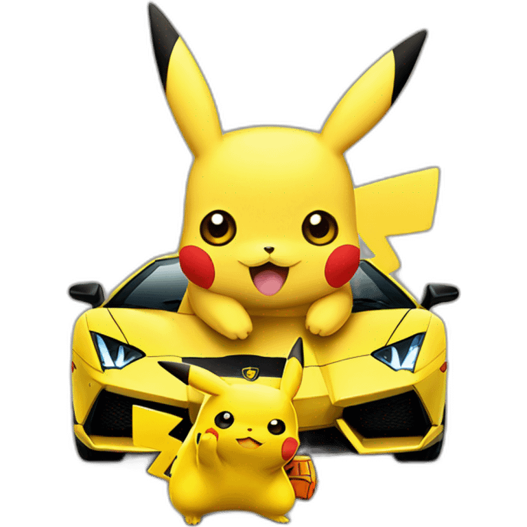 Pikachu avec une lamborghini emoji