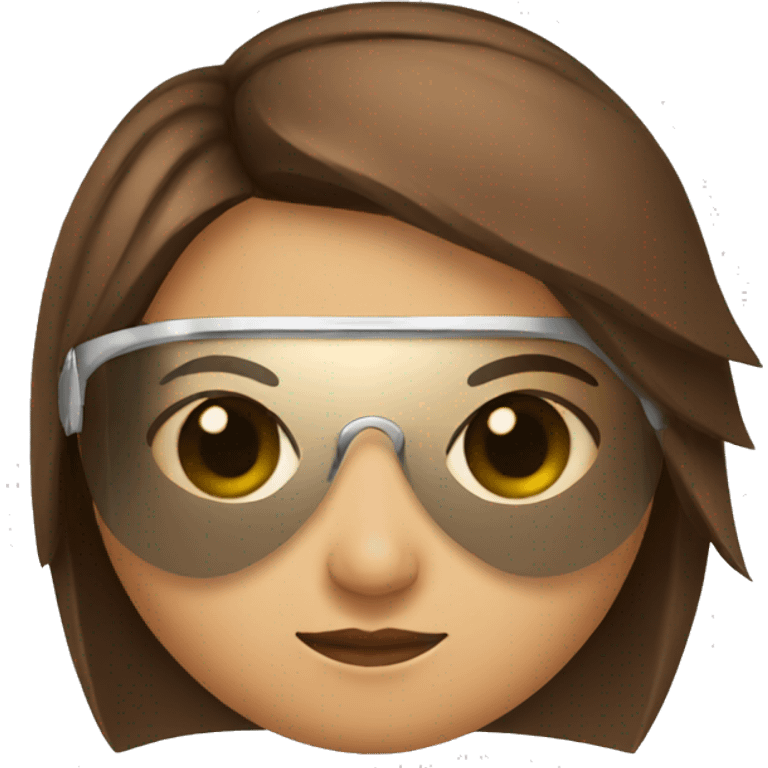 Girl gladiator head with long straight brown hair and sunglasses  emoji