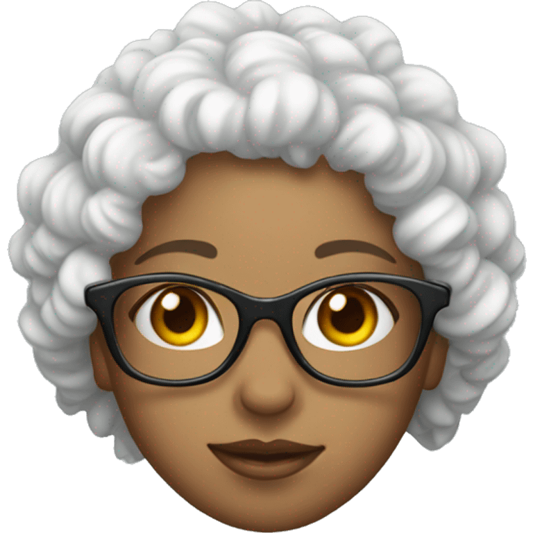 Girl with glasses, white, curly hair in a crown  garota branca emoji