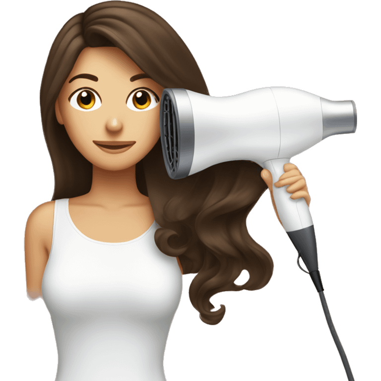 Brunette girl blow drying hair emoji