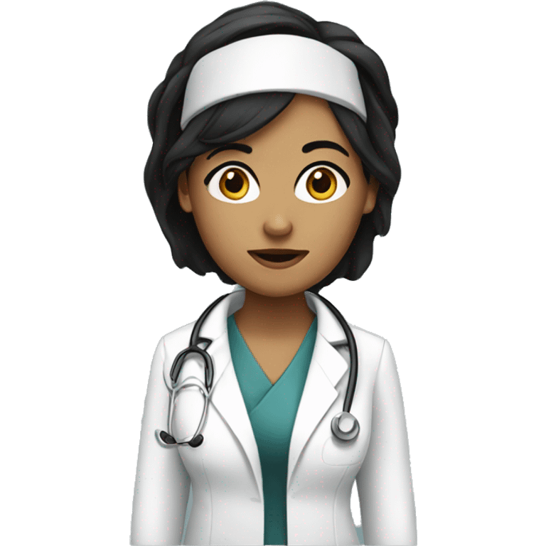 lady doctor with black hair emoji