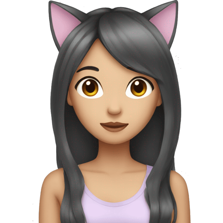 2 Asian girl with long hair with cat ears emoji