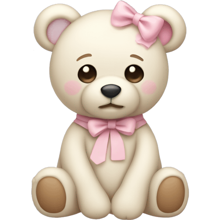 Cream colored teddy bear with pastel pink on top of head emoji