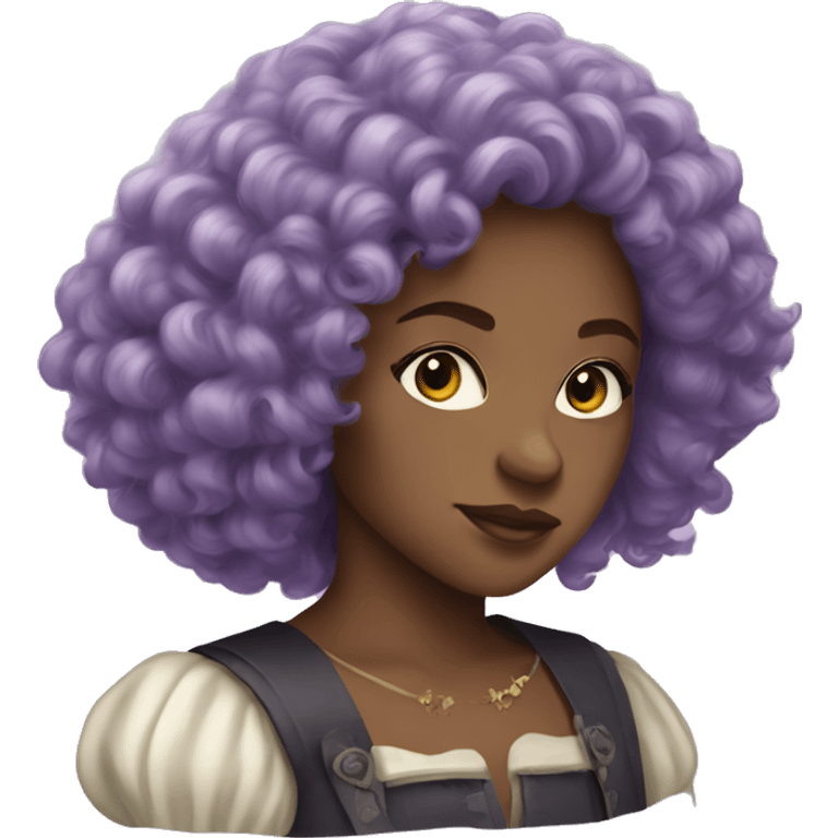 Three musketeers dark black women lilac curly hair emoji