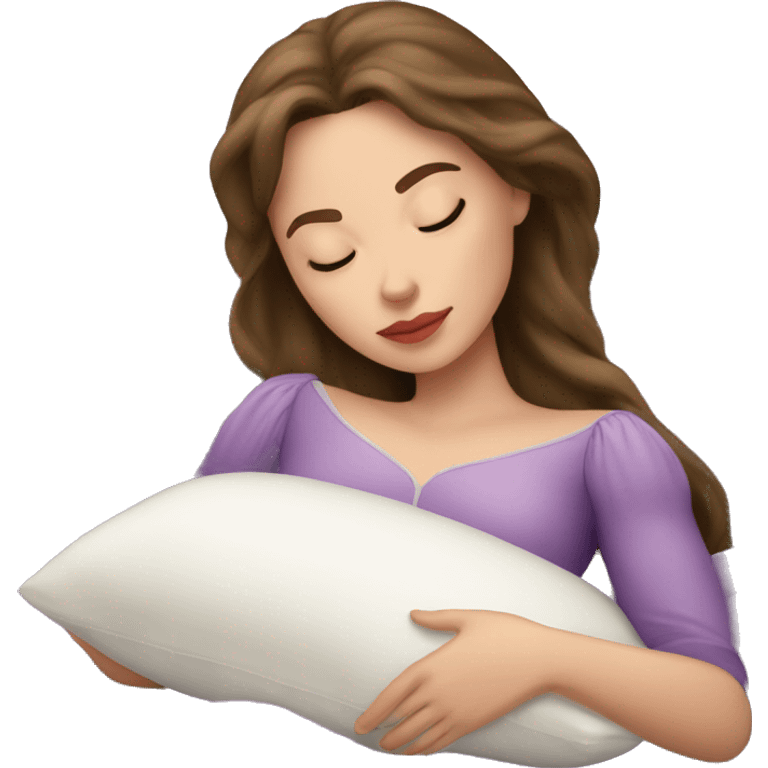 sleeping beauty brunette white girl with a silk pillow emoji