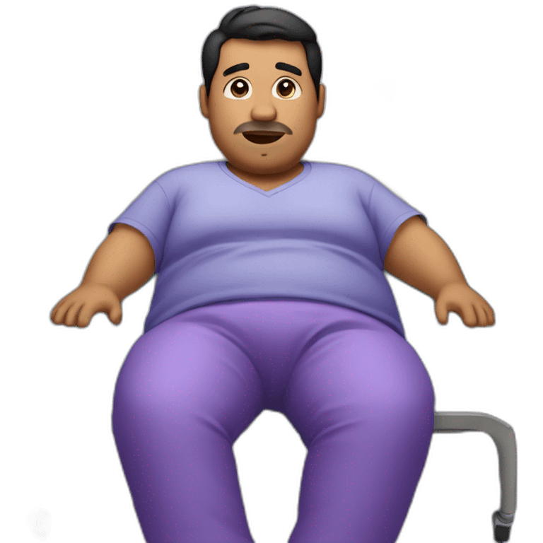 Fat latino Guy in hospital bed with purple pants emoji