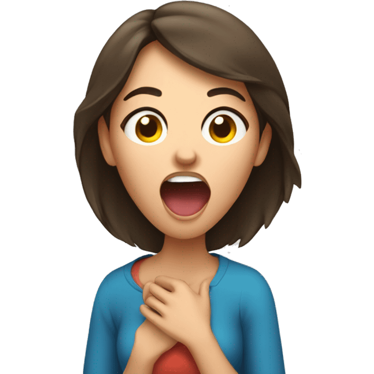 Brunette girl yawning and stretching  emoji