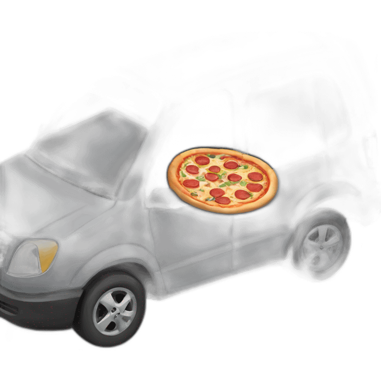 Pizza delivery in grey car emoji