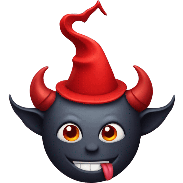 Devil emoji with two party hats instead of horns emoji