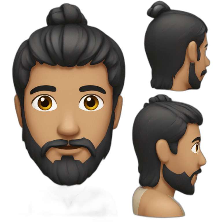 Indian man with black hair, black beard emoji