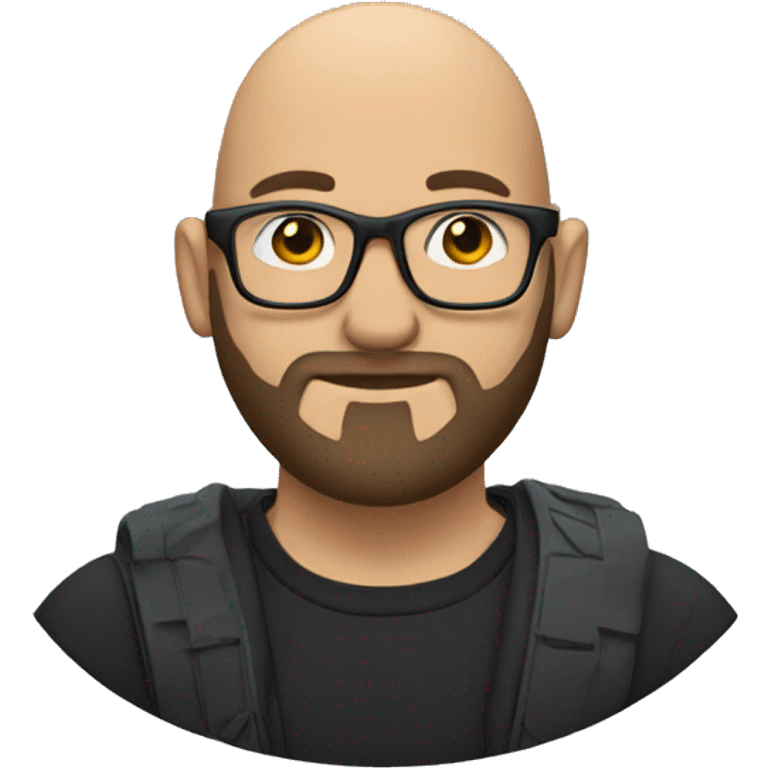 Video producer, bald, bearded, wears glasses emoji