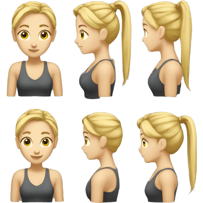 female, ponytail college student, low energy, blonde emoji