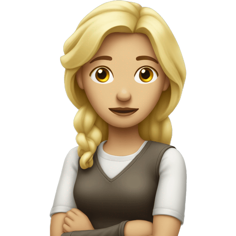 sad blond woman with arms crossed emoji