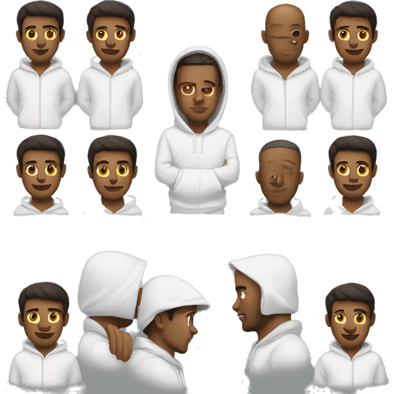 Man wearing white hoodie emoji