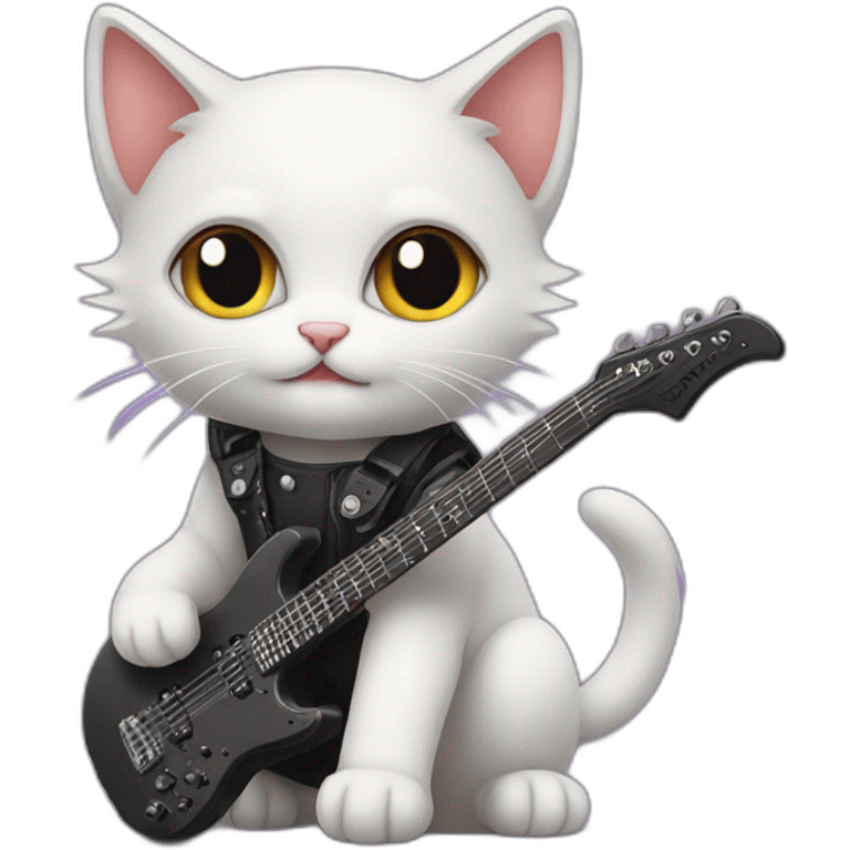 Cute heavy metal music kitten emoji