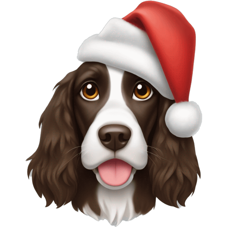 Springer spaniel with Santa hat emoji