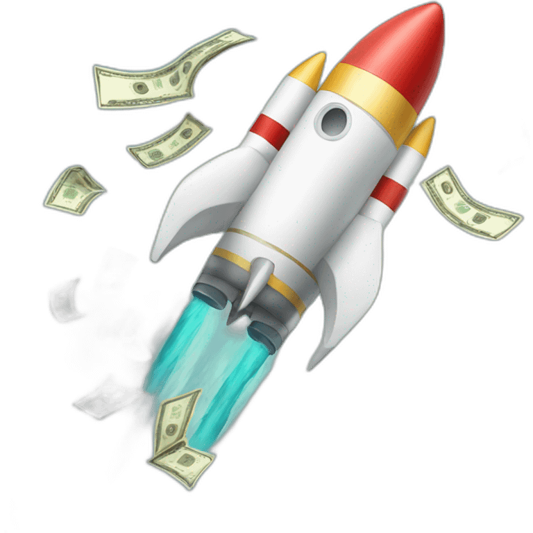 rocket with lot of money emoji