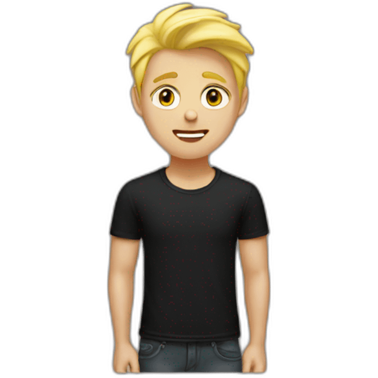 blond guy with black t-shirt waste up emoji