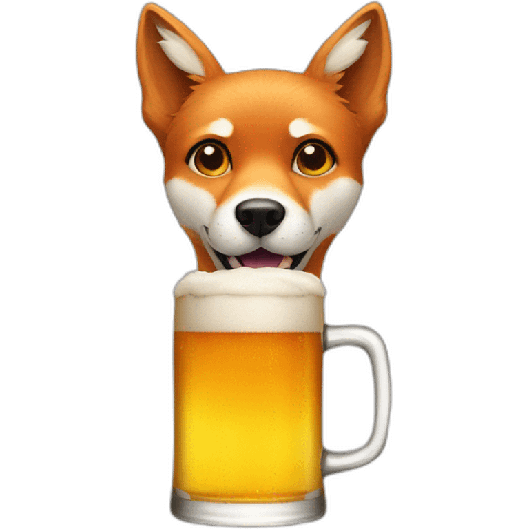 Dog like fox drunk by beer emoji