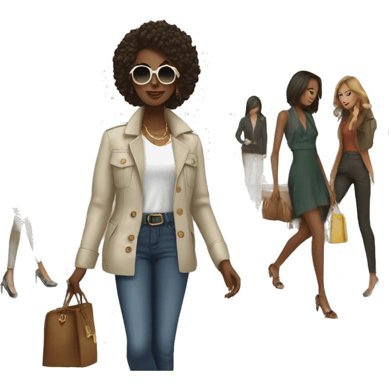 stylish girls in indoor setting emoji