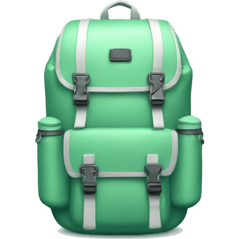 Realistic mint green hiking backpack isolated.  emoji