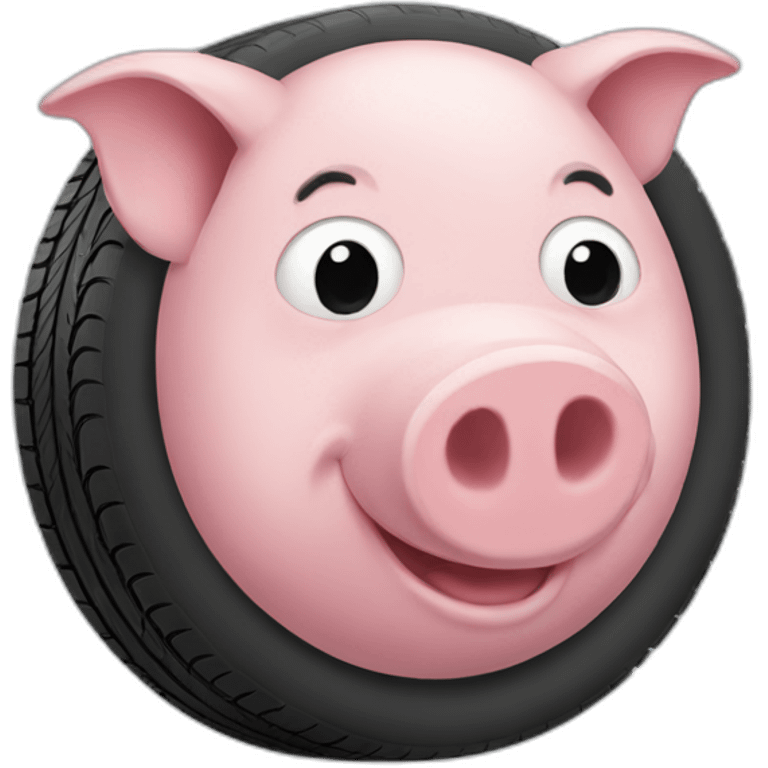 Tire-shaped pig emoji